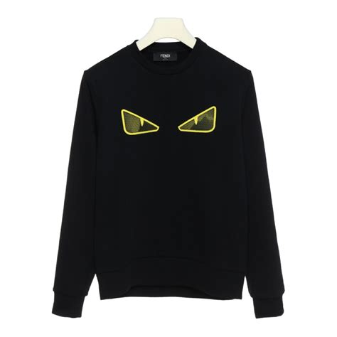 fendi sweatshirt with net fluo yellow edges eyes applique|Yellow mohair sweater .